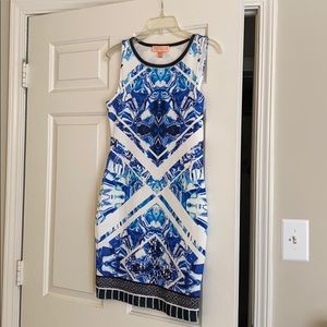 Bloomingdales Peach Puff Size L Geometric Dress